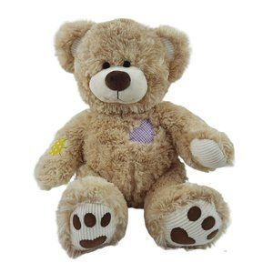 Build a Bear Champ Bear Plush Patches Corduroy Tan 16" Voice Message BABW